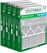 Filterbuy 20x25x5 Air Filter MERV 8 Dust Defense (4-Pack), Pleated HVAC AC Furnace Air Filters for Honeywell FC100A1037, Lennox X6673, Carrier, & More (Actual Size: 19.88 x 24.75 x 4.38 Inches)
