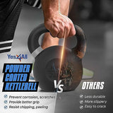 Yes4All Powder Coated Cast Iron Kettlebell Strength Training Kettlebells Weight Set for Full Body Workout, Home Gym