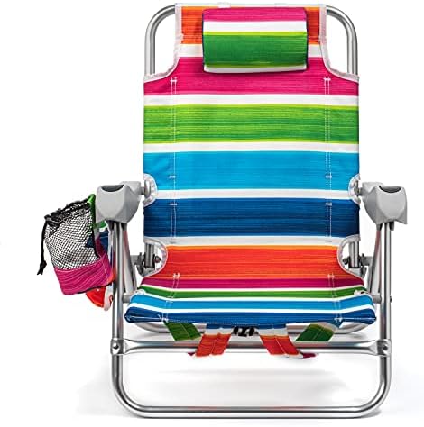 Homevative Kids Folding Backpack Beach Chair with 4 Positions, Carry Handle, Storage Pouch, Cup Holder and Phone Holder, Lightweight Design