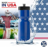50 Strong Sports Water Bottles – Reusable 22 oz BPA-Free Plastic Bottles with Pull Top Cap – Made in USA – Top Rack Dishwasher Safe – Fits Most Bike Cages Brand