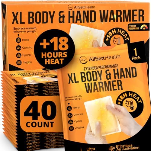 Natural Large Hand & Body Warmers 40 Pairs - Air Activated 18 Hours of Consistent Natural Heat Handwarmers Bulk - Disposable Quick & Easy Activation | Portable Odor-Free Warmth for Hands