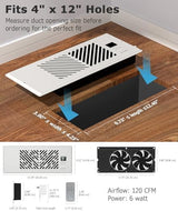 AirBlaze Z4, Quiet Register Booster Fan Fits 4”x12” Register Holes, Smart Vent Booster Fan with Thermostat & Remote Control, 10-Speed Control Heating Cooling AC Vent (White)