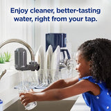 PUR PLUS Vertical Faucet Mount Water Filtration System, Lead-Reducing Filter, Great-Tasting Water, Easy Install, Lasts 100 Gallons, Compatible with Sinks with External Aerators, Grey