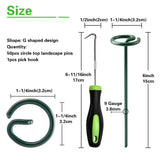 Bakulyor 50Pcs Circle Top Landscape Staples, 6 Inch Green Artificial Turf Stakes, 9 Gauge Landscape Fabric Pins, Heavy Duty Yard Lawn Spikes for Outdoor Soil Gardening Weed Barrier Sod Fabric - 6"