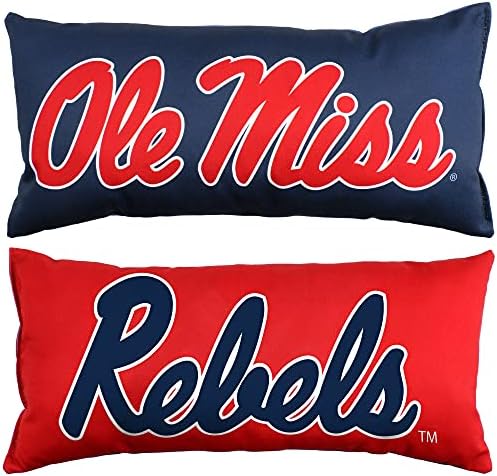 College Covers Solid Color Bolster Travel Pillow, 1 Count (Pack of 1), Ole Miss Rebels