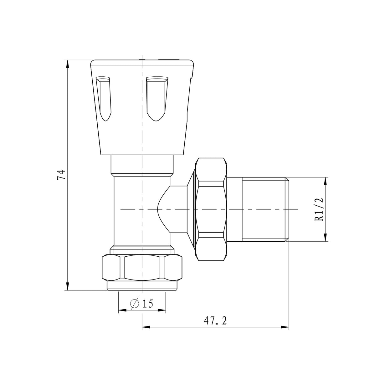 Vancoco Radiator Valve (Pair) - Angled Brass Radiator Valves with Lockshield Suit for Towel Radiators 1/2" /15mm Standard Thread
