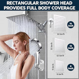Shower Head,10”Rain Shower Head with Handheld Spray Combo and Adjustable Extension Arm/3-Way Flow Regulator/Shower System,High Pressure Rain Fall Hose,Chrome