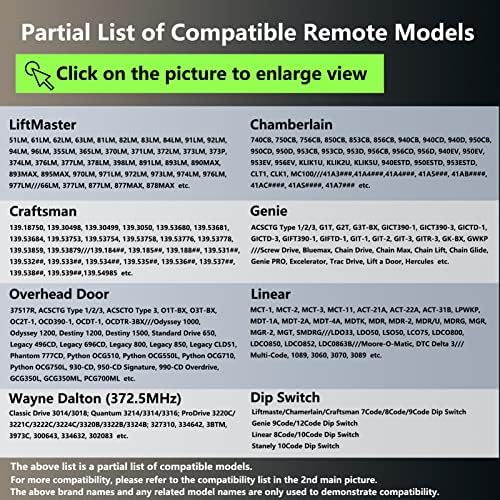 Universal Garage Door Opener Remote Compatible with LiftMaster Chamberlain Genie Craftsman Linear Wayne Dalton Overhead Garage Door Opener has Learn Button or Dip Switch (2 Pack)
