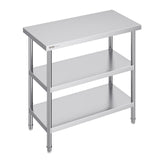 VEVOR Stainless Steel Food Prep Table, 18 x 36 x 34 Inch Commercial Kitchen Worktable, with 2 Adjustable Undershelf, Heavy Duty Prep Metal Work Table for BBQ, Kitchen, Home, and Garage