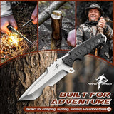 Purple Dragon Fixed Blade Knife with Kydex Sheath - D2 Steel Survival Knives for Camping, Bushcraft, Hunting - Ergonomic G10 Handle Outdoor Survival Gear Gift for Men(Black-T)