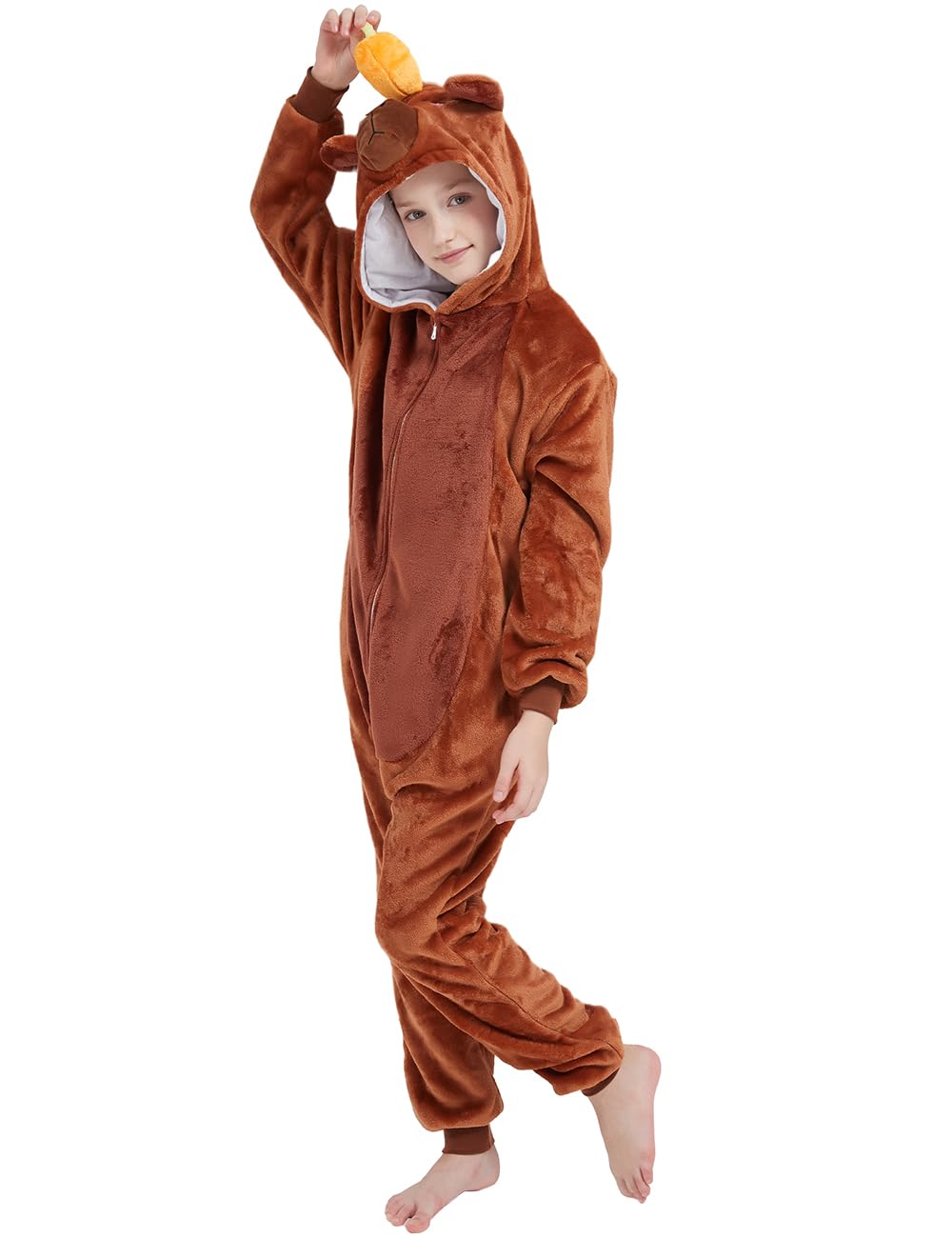ABENCA Capybara Onesie Kids Costume Animal Girls One Piece Pajamas Cosplay Halloween Christmas.130