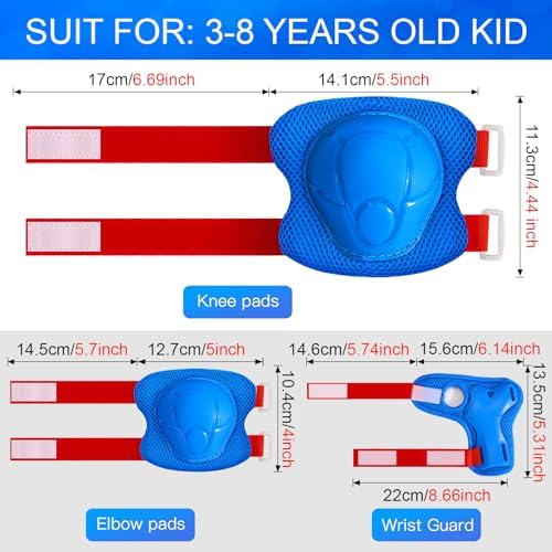 Kids Protective Gear Set Knee Pads for Kids 3-14 Years Toddler Knee and Elbow Pads with Wrist Guards 3 in 1 for Skating Cycling Bike Rollerblading Scooter