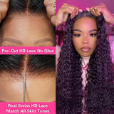 Jenniferita 26 Inch Wear and Go Glueless Wigs Pre Plucked 200% Density Deep Wave Lace Front Wigs Human Hair for Women Transparent Closure Wigs Natural Color