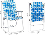 Set of 2 Patio Folding Lawn Chair, Outdoor Beach Portable Webbed Folding Camping Chair for Yard, Garden (Blue 1)