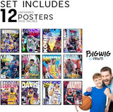BigWig Prints Basketball Posters - Nba Posters, Basketball Room Decor, Nba Room Decor, Steph Curry, Kobe Bryant Wall Art, Kevin Durant, Lebron Wall Art, Warriors, Lakers - Unframed Set of 12 (8x10)