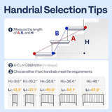 VIVOHOME 2-Pack Wrought Iron Hand Rails for Outdoor Steps – 27.1" Curved Ends and Safety Balusters Exterior Railing Kit for Porch, Deck, or Indoor Stairs (3-Step, Black)