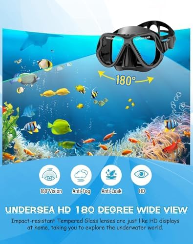 Greatever Dry Snorkel Set,Panoramic Wide View,Anti-Fog Scuba Diving Mask,Professional Snorkeling Gear
