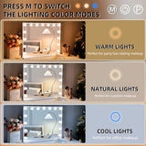 Hansong Vanity Mirror with Lights, 22''x18'' Hollywood Mirror, Makeup Mirror with 15 Dimmable Bulbs, 10X Magnification and USB Charging Port, White