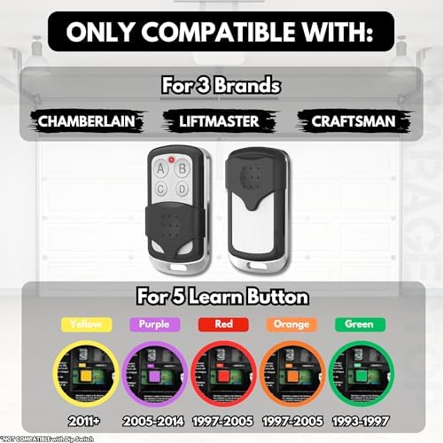 Garage Stop 2X for 893LM 893Max Chamberlain Craftsman Liftmaster Garage Door Opener Remote, 1993 to Present Garage Clicker, Universal Garage Door Remote Keychain