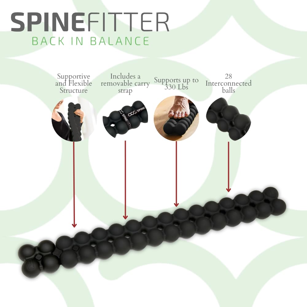 Spinefitter by Sissel, Back Stretcher, Back Cracker for Upper & Lower Back Relief, Spine Decompressor, Spinal Decompression for Back Relief, Posutre Corrector, Ideal for Pilates & Yoga, Black