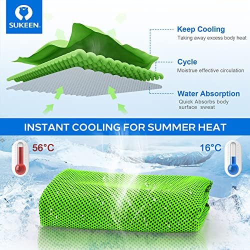 Sukeen [4 Pack] Cooling Towel (40"x12"), Ice Microfiber Towel, Soft Breathable for Yoga, Sport, Running, Gym, Workout, Camping, Fitness & More Activities