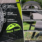 Happy Travel Tent 6 Person Tents for Camping, Waterproof Easy Setup Camping Tent with Rainfly, Portable Large Family Cabin Tent with 5 Large Mesh Windows and Carry Bag for Outdoor Camping & Hiking