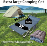 Oversize Camping Cot Extra Wide 32" Cots for Sleeping with Comfortable Mattress for Adults XXL Cots for Camping Folding Camping Bed Heavy Duty Guest Bed with Carry Bag for Indoor Outdoor Easy Setup