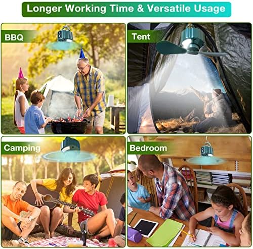 DUKUSEEK Portable Ceiling Fans with Remote Control, Power Bank, USB Battery Operated Camping Fan with Hanging Hook for Canopy Tents, Emergency Survival
