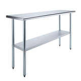 AmGood 18 in. x 60 in. Stainless Steel Work Table | Metal Kitchen Food Prep Table | NSF