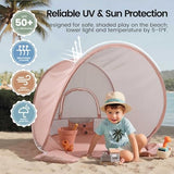 Tiny Land Baby Beach Tent – Pop Up Baby Tent with UV Protection, Portable Baby Beach Essentials, 35"x28"x32" Sun Shelter for Infants, Baby Outdoor Use (Pink)