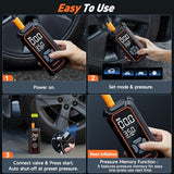 OlarHike Tire Inflator Portable Air Compressor, 150PSI Dual Power - 6000mAh & 12V DC, Cordless Air Pump for Car Tires, Bike, Motorcycle, Balls with LED & Digital Pressure Gauge, Auto Shut‑Off