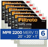Filtrete 20x20x1 AC Furnace Air Filter, MERV 13, MPR 2200, Elite Allergen, Bacteria & Virus Filter, 3-Month Pleated 1-Inch Electrostatic Air Cleaning Filter, 6-Pack (Actual Size 19.69x19.69x0.78 in)