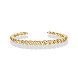 PAVOI 14K Yellow Gold Plated Twisted Chunky Bangle Bracelet for Women - Trendy Braided Stackable - Lightweight Everyday Jewelry - 7 Inch