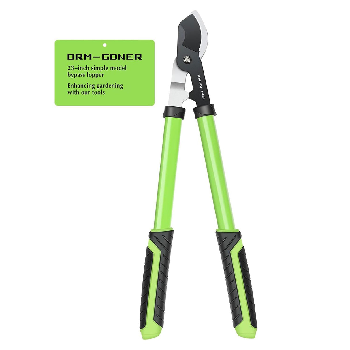 DRM-GDNER 23" SK5 Dual-Blade Loppers Cuts 2" Dry/Wet Branches - Triangular Steel Tube & SecureLock, Heavy Duty Tree Trimmers Green/Black
