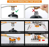 Odoland 3500W/6800W Windproof Camp Stove Camping Gas Stove with Fuel Canister Adapter, Piezo Ignition, Carry Case, Portable Collapsible Stove Burner for Outdoor Backpacking Hiking and Picnic