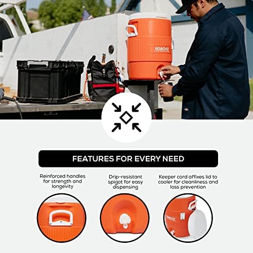 Igloo Sports Cooler Water Beverage Dispenser, Insulated 5 & 10 Gallon Water Cooler, Insulated Drink Dispenser with Spout, Portable Handwashing Stations