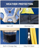 FanttikOutdoor Camping Tent 4/6/8/10 Person Instant Cabin Tent Setup in 60 Seconds with Rainfly & Windproof Portable with Carry Bag for Family Camping & Hiking, Upgraded Ventilation