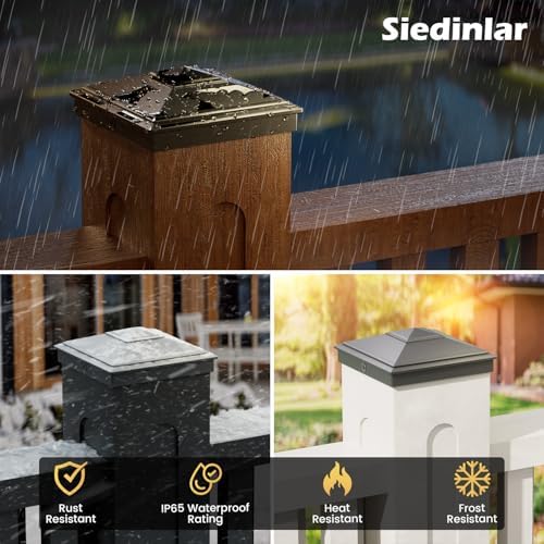 SIEDiNLAR 4x4 Pyramid Post Caps Waterproof Outdoor 4x4 Post Cover, Fits 3.5x3.5 4x4 Wood Vinyl Posts for Fence Deck Mailbox Patio (Black, 24 Pack)