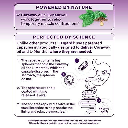 FDgard Gut Health Supplement, Indigestion, Nausea & Bloating, Upset Stomach, 36 Capsules (Packaging May Vary)