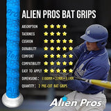 ALIEN PROS Bat Grip Tape for Baseball (2 Grips/4 Grips) – 1.1 mm Precut and Pro Feel Bat Tape – Replacement for Old Baseball bat Grip – Wrap Your Bat for an Epic Home Run (2 Grips/4 Grips)