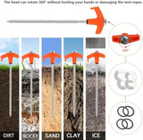8" Tent Stakes Heavy Duty 12 Pack, Screw in Tent Stakes, Metal Threaded Camping Stakes, Ground Anchors for Canopies, Gardening and Inflatable Decor, with Hex Socket, Stake Puller and Storage Box
