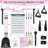 Pilates Bar Kit with Resistance Bands, Multifunctional Yoga Pilates Bar with Heavy-Duty Metal Adjustment Buckle, Portable Home Gym Pilates Resistance Bar Kit for Women Full Body Workouts