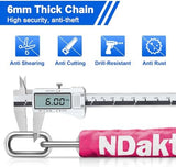 NDakter Bike Chain Lock, 5 Digit Combination Heavy Duty Anti Theft Bicycle Chain Lock,2.62/3.2/4.27/5/6Ft Long Security Resettable Bike Locks for Bike, Bicycle, Scooter, Door, Gate, Fence-4/6mm Thick