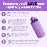 Hydracy Water Bottle with Time Marker -Large BPA Free Water Bottle & No Sweat Sleeve -Leak Proof Gym Bottle with Fruit Infuser Strainer & Times to Drink -Ideal for Fitness Sports & Outdoors