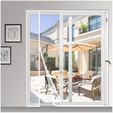 MAGZO Magnetic Screen Door White 72'' x 80'', Reversible Left Right Side Opening, Upgraded Polyester Scratch-Proof, Mesh Net for Sliding Glass/Single/Patio/French Doors with Adhesive-Hook&Loop to Hang