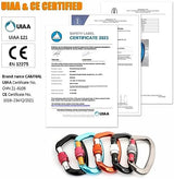 Heavy Duty Carabiner UIAA Certified Locking Carabiner 25KN (About 5620 lbs) Screw Lock Carabiner D Shape Carabiner Clip for Rock Climbing, Mountaineer, Aerial Work