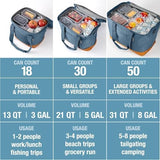 CleverMade Pacifica Collapsible Insulated Cooler Bag – 18 Can Leakproof Soft Folding Cooler for Beach, Travel, Car – Bottle Opener – Cool Gray/Cognac