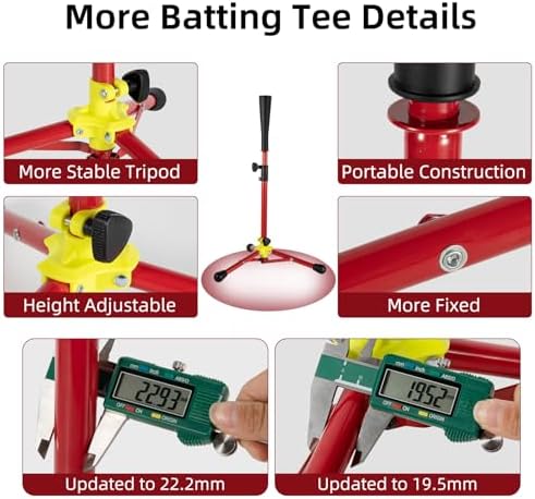Kids Baseball Tee, 20.87 to 31.29 Inches Batting Tees for Baseball with Carry Bag, Portable Stable Baseball Tees for Hitting, Tripod Tanner Tee for Baseball Practice Stand Aged 3-8 Years