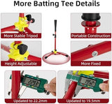 Kids Baseball Tee, 20.87 to 31.29 Inches Batting Tees for Baseball with Carry Bag, Portable Stable Baseball Tees for Hitting, Tripod Tanner Tee for Baseball Practice Stand Aged 3-8 Years