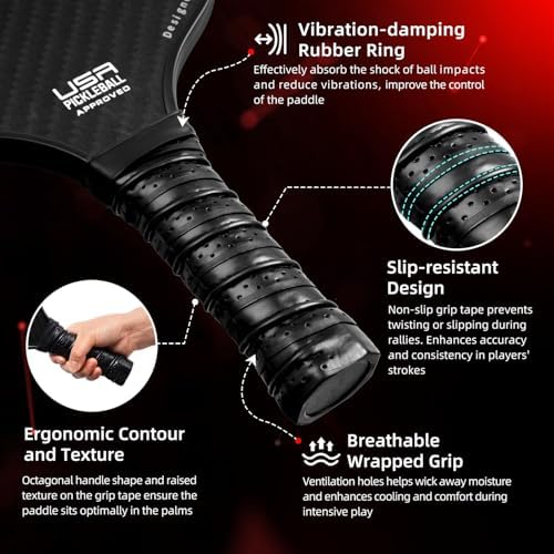 BAGAIL Pickleball Paddles, USAPA Approved Fiberglass Surface Pickleball Set, Lightweight Pickle Ball Rackets with 4 Balls, 1 Bag, Designed in California for Traction and Stability